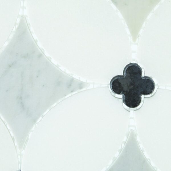 14.02" x 14.02" Lavaliere Carrara/Thassos/Blk Ant Mirror Mosaic Natural Stone Tile Square Petal Polished - Image 3
