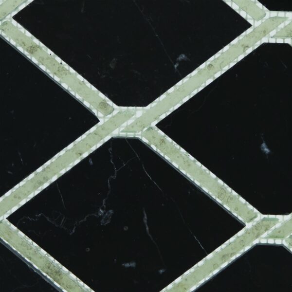 12.17" x 12.44" Lavaliere Nero Marquina /Antique Mirror Mosaic Natural Stone Tile Square Chain Link Polished - Image 3