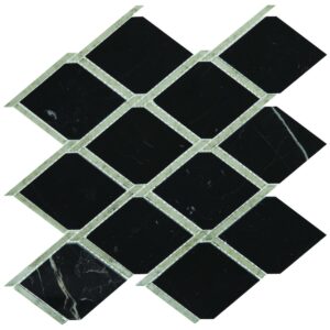 12.17" x 12.44" Lavaliere Nero Marquina /Antique Mirror Mosaic Natural Stone Tile Square Chain Link Polished