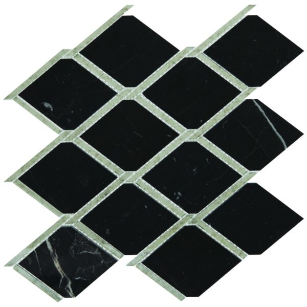 12.17" x 12.44" Lavaliere Nero Marquina /Antique Mirror Mosaic Natural Stone Tile Square Chain Link Polished - Image 5