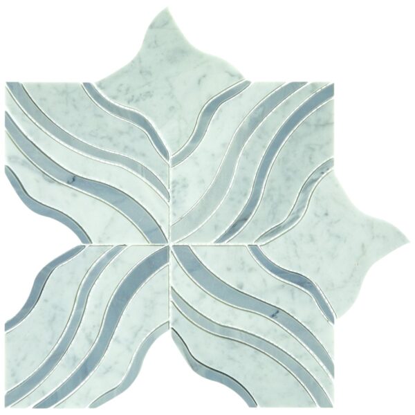 11.81" x 11.81" Lavaliere Carrara White/Bardiglio Mosaic Natural Stone Tile Square Melody Polished - Image 6