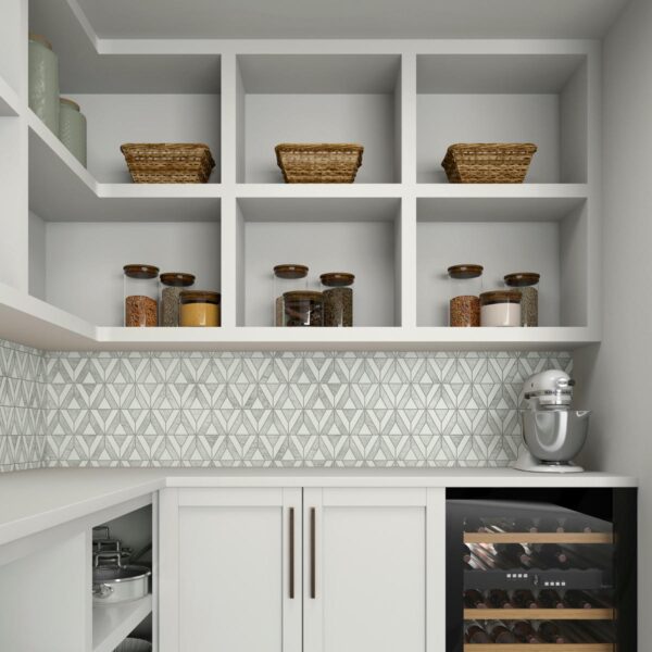 10.72" x 18.5" Lavaliere Carrara White/Thassos White Mosaic Natural Stone Tile Rectangle Radiant Honed - Image 2