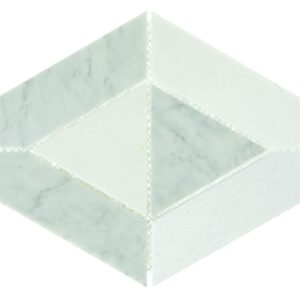 10.72" x 18.5" Lavaliere Carrara White/Thassos White Mosaic Natural Stone Tile Rectangle Radiant Honed