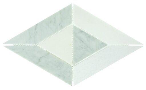 10.72" x 18.5" Lavaliere Carrara White/Thassos White Mosaic Natural Stone Tile Rectangle Radiant Honed