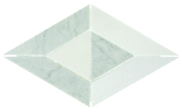 10.72" x 18.5" Lavaliere Carrara White/Thassos White Mosaic Natural Stone Tile Rectangle Radiant Honed