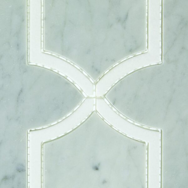 12.04" x 13.07" Lavaliere Carrara White/Thassos White Mosaic Natural Stone Tile Rectangle Byzantine Polished - Image 4