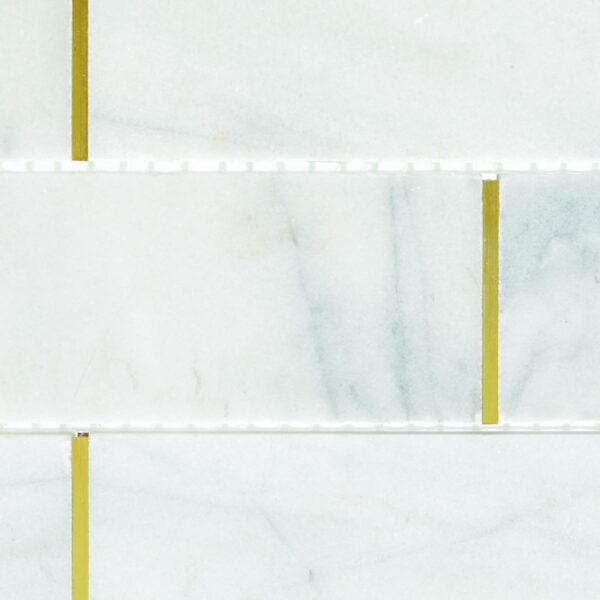 14.88" x 11.93" Lavaliere Alluring White/Brass Mosaic Natural Stone Tile Rectangle Melded Honed - Image 4