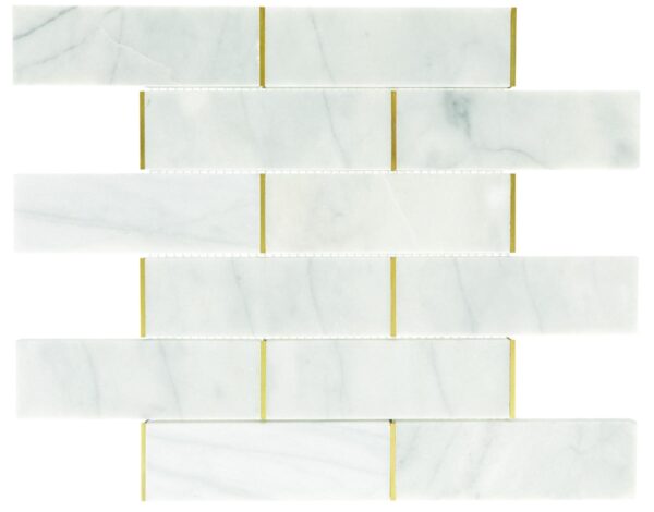14.88" x 11.93" Lavaliere Alluring White/Brass Mosaic Natural Stone Tile Rectangle Melded Honed - Image 5