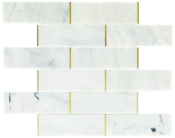 14.88" x 11.93" Lavaliere Alluring White/Brass Mosaic Natural Stone Tile Rectangle Melded Honed - Image 6