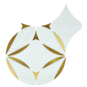 8.82" x 8.82" Lavaliere Thassos White/ Brass Mosaic Natural Stone Tile Rectangle Blossom Polished