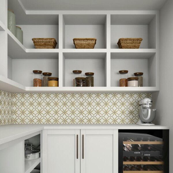 8.82" x 8.82" Lavaliere Thassos White/ Brass Mosaic Natural Stone Tile Rectangle Blossom Polished - Image 7