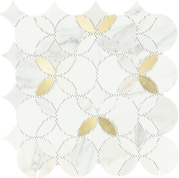 12.13" x 12.13" Lavaliere Calacatta Gold/ Brass Mosaic Natural Stone Tile Square Shapestry Polished - Image 8