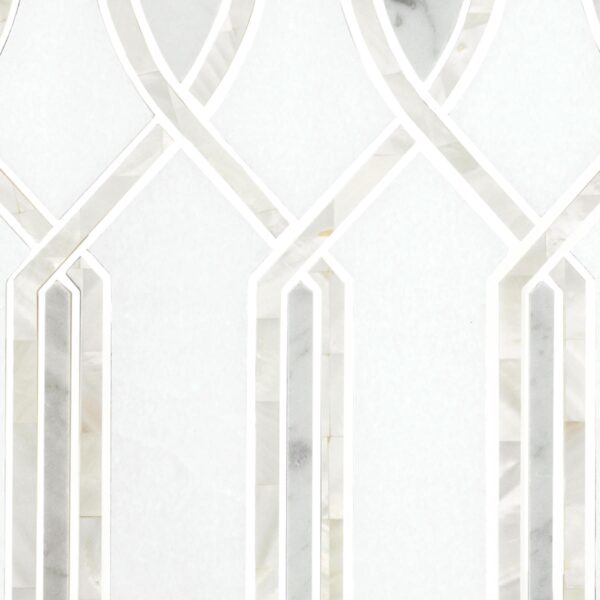 11.57" x 11.77" Lavaliere Carrara/Thassos/Mother Pearl Mosaic Natural Stone Tile Square Imaginare Polished - Image 3