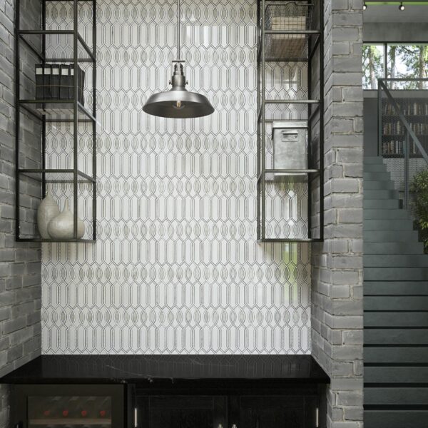 11.57" x 11.77" Lavaliere Carrara/Thassos/Mother Pearl Mosaic Natural Stone Tile Square Imaginare Polished - Image 4