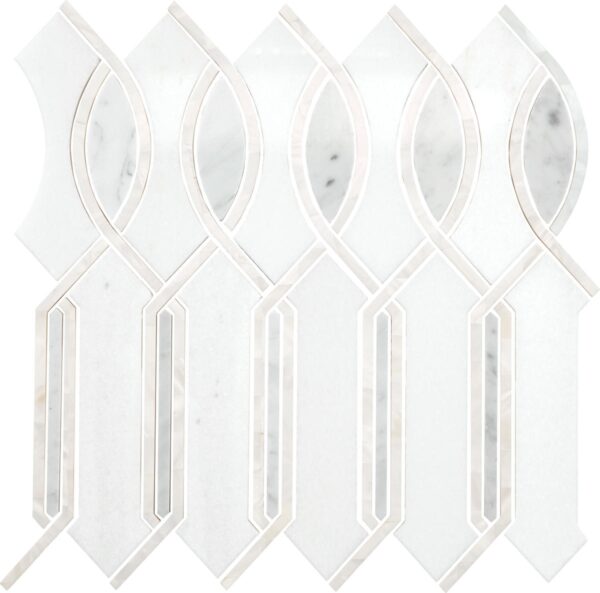 11.57" x 11.77" Lavaliere Carrara/Thassos/Mother Pearl Mosaic Natural Stone Tile Square Imaginare Polished - Image 6