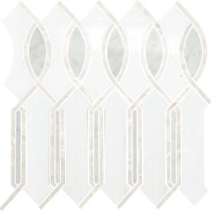 11.57" x 11.77" Lavaliere Carrara/Thassos/Mother Pearl Mosaic Natural Stone Tile Square Imaginare Polished
