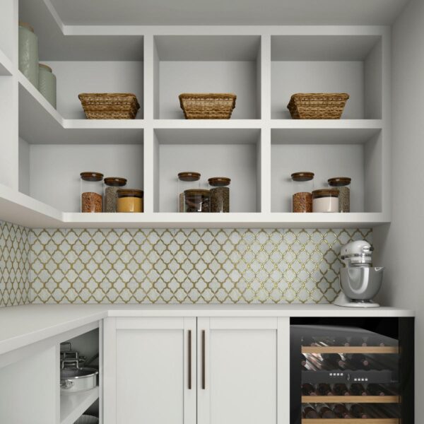9.06" x 13.54" Lavaliere Carrara White/ Brass Mosaic Natural Stone Tile Rectangle Kapali Polished - Image 3