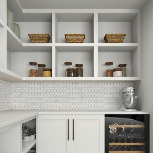 11.88" x 2" Fonte Pier White Mosaic Natural Stone Tile Rectangle Hexagon Honed - Image 2