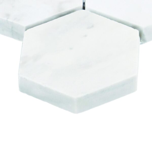 11.88" x 2" Fonte Pier White Mosaic Natural Stone Tile Rectangle Hexagon Honed - Image 3
