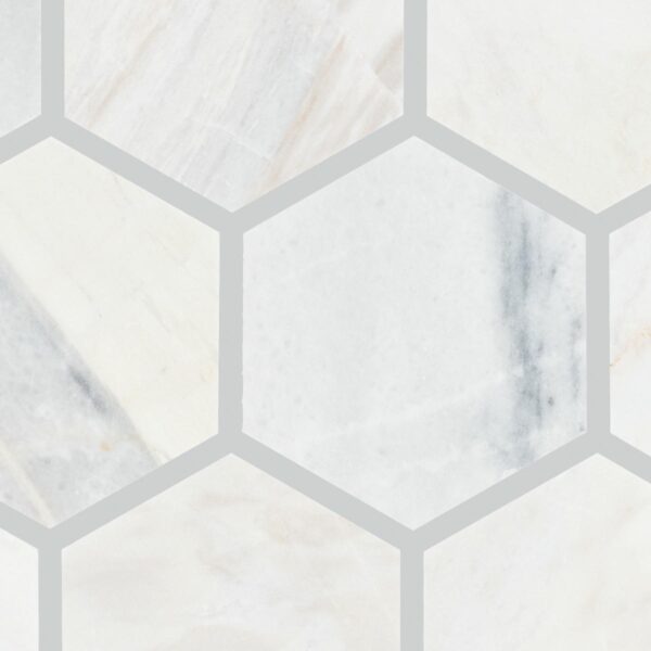 11.88" x 2" Fonte Pier White Mosaic Natural Stone Tile Rectangle Hexagon Honed - Image 4