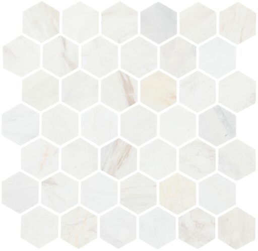 11.88" x 2" Fonte Pier White Mosaic Natural Stone Tile Rectangle Hexagon Honed