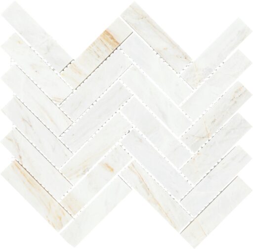 7.32" x 11.34" Fonte Pier White Mosaic Natural Stone Tile Rectangle Herringbone Honed