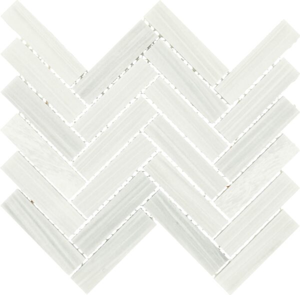 7.32" x 11.34" Fonte Nautical Grey Mosaic Natural Stone Tile Rectangle Herringbone Honed