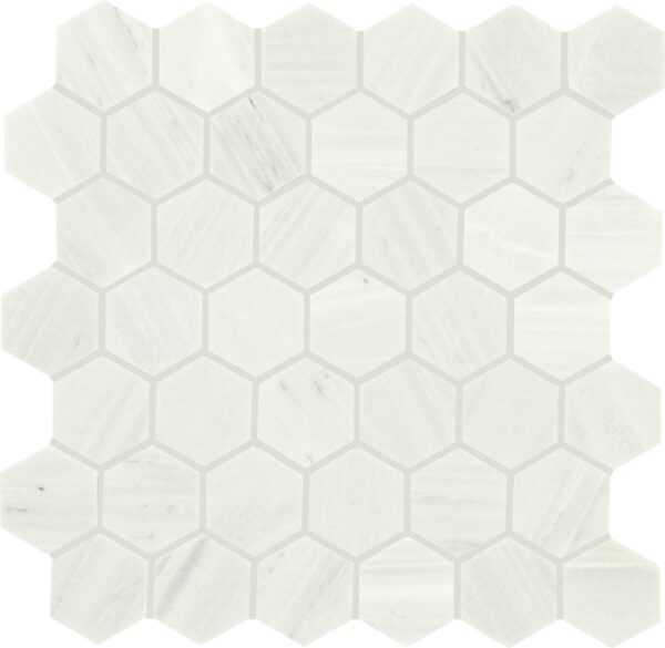 11.88" x 2" Fonte Nautical Grey Mosaic Natural Stone Tile Rectangle Hexagon Honed - Image 5