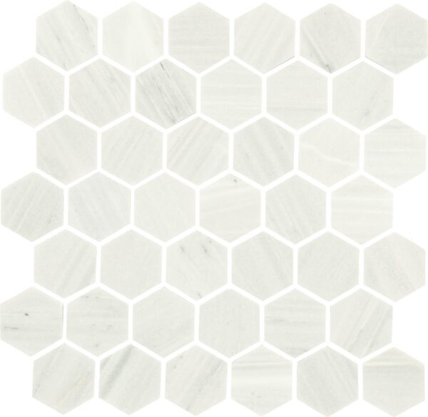 11.88" x 2" Fonte Nautical Grey Mosaic Natural Stone Tile Rectangle Hexagon Honed - Image 6