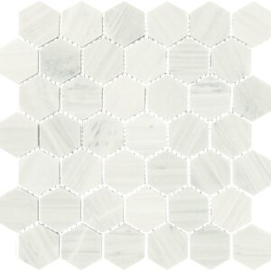 11.88" x 2" Fonte Nautical Grey Mosaic Natural Stone Tile Rectangle Hexagon Honed