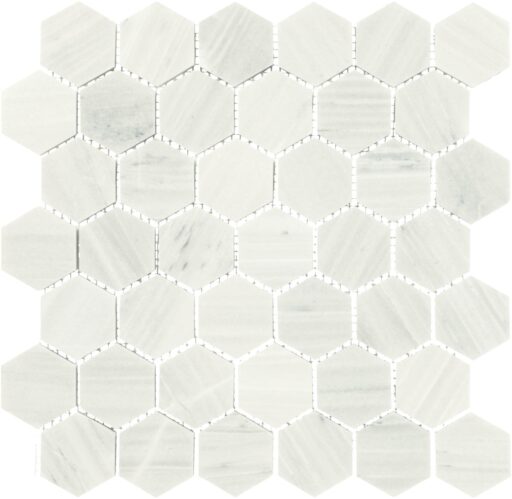 11.88" x 2" Fonte Nautical Grey Mosaic Natural Stone Tile Rectangle Hexagon Honed