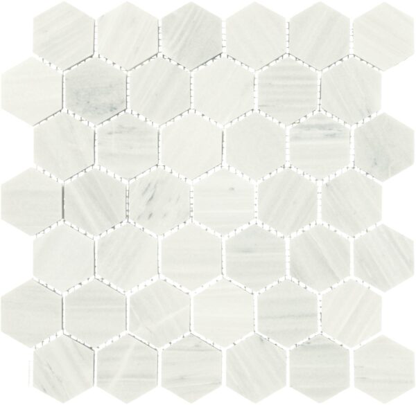 11.88" x 2" Fonte Nautical Grey Mosaic Natural Stone Tile Rectangle Hexagon Honed