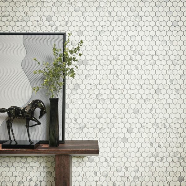 11.69" x 12" Raine Stratus White Mosaic Natural Stone Tile Rectangle Hexagon Honed - Image 2