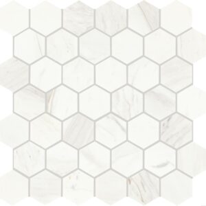 11.69" x 12" Raine Stratus White Mosaic Natural Stone Tile Rectangle Hexagon Honed