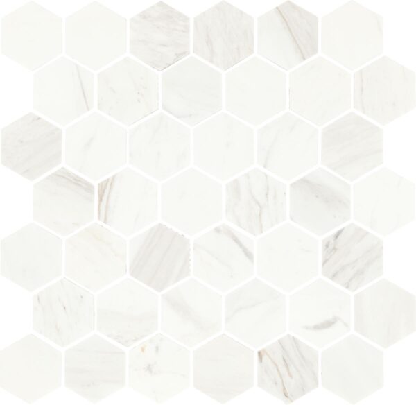 11.69" x 12" Raine Stratus White Mosaic Natural Stone Tile Rectangle Hexagon Honed - Image 4