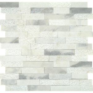 12" x 13" Minute Mosaix Stormy Mist Mosaic Natural Stone Tile Rectangle Random Linear Mix