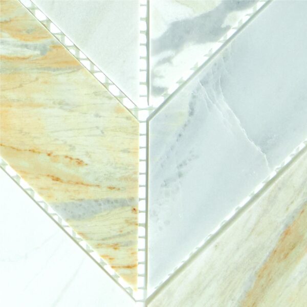 14.37" x 14.62" Pietra Divina Namaste Mosaic Natural Stone Tile Square Chevron Polished - Image 3