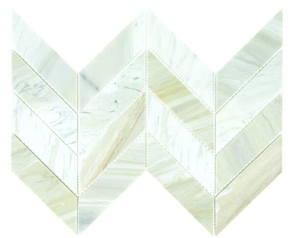 14.37" x 14.62" Pietra Divina Namaste Mosaic Natural Stone Tile Square Chevron Polished - Image 4