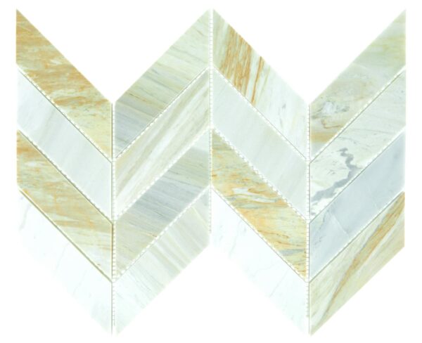 14.37" x 14.62" Pietra Divina Namaste Mosaic Natural Stone Tile Square Chevron Polished - Image 5
