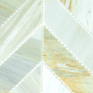 14.37" x 14.62" Pietra Divina Namaste Mosaic Natural Stone Tile Square Chevron Polished