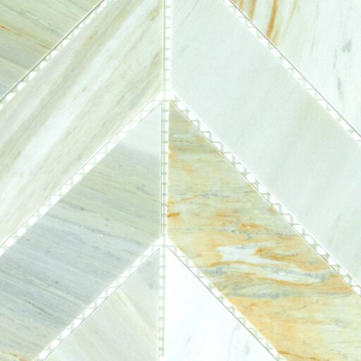 14.37" x 14.62" Pietra Divina Namaste Mosaic Natural Stone Tile Square Chevron Polished
