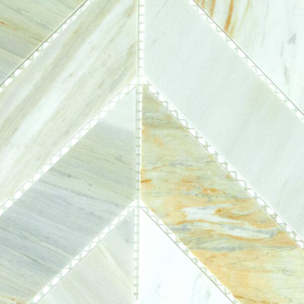 14.37" x 14.62" Pietra Divina Namaste Mosaic Natural Stone Tile Square Chevron Polished - Image 6