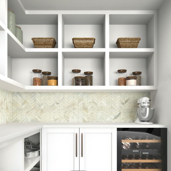 14.37" x 14.62" Pietra Divina Namaste Mosaic Natural Stone Tile Square Chevron Polished - Image 7