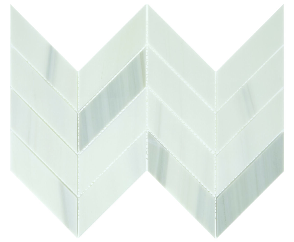 14.37" x 14.62" Pietra Divina Calacatta Dolomiti Mosaic Natural Stone Tile Square Chevron Polished - Image 3