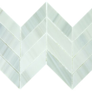 14.37" x 14.62" Pietra Divina Calacatta Dolomiti Mosaic Natural Stone Tile Square Chevron Polished
