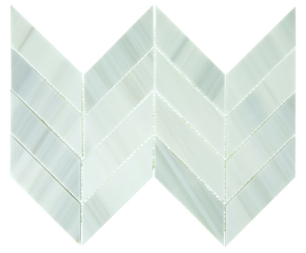 14.37" x 14.62" Pietra Divina Calacatta Dolomiti Mosaic Natural Stone Tile Square Chevron Polished
