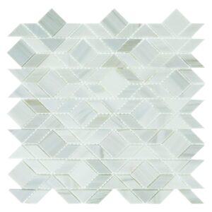 13.31" x 13.38" Pietra Divina Calacatta Dolomiti Mosaic Natural Stone Tile Rectangle Framework Honed