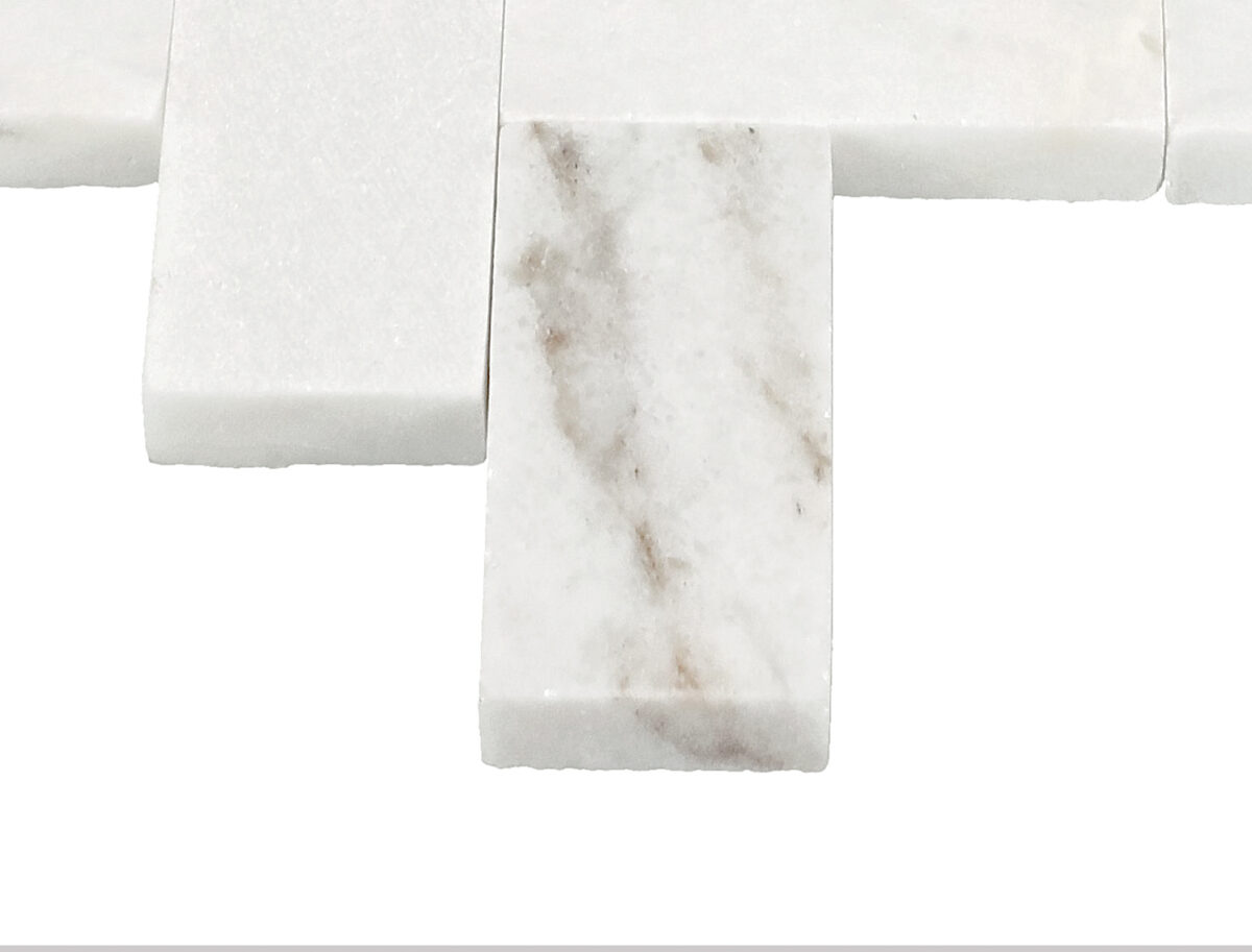11" x 11" Minute Mosaix Daphne White Mosaic Natural Stone Tile Rectangle Herringbone Mix - Image 5