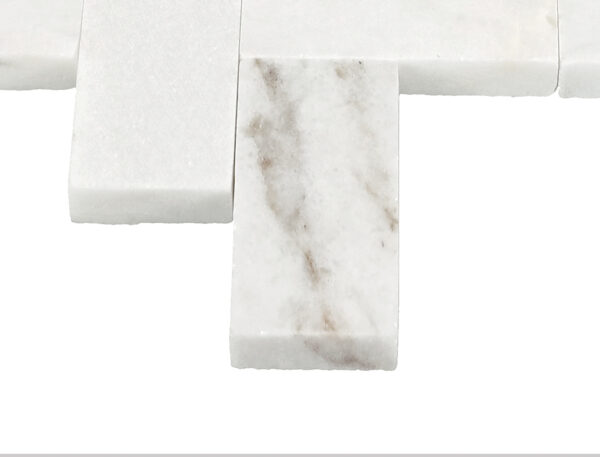 11" x 11" Minute Mosaix Daphne White Mosaic Natural Stone Tile Rectangle Herringbone Mix - Image 5