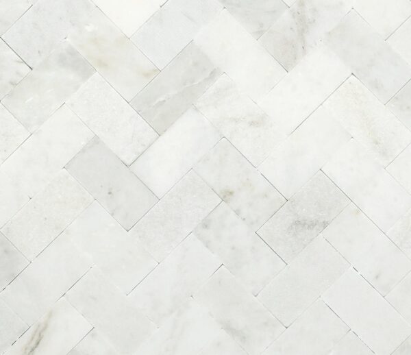 11" x 11" Minute Mosaix Daphne White Mosaic Natural Stone Tile Rectangle Herringbone Mix - Image 6